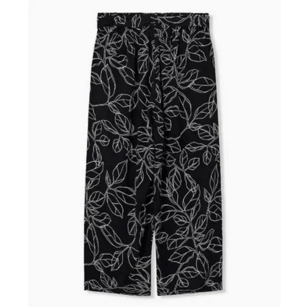 🖤 NEW Torrid B&W Leaf Wide Leg Challis Pant 3X